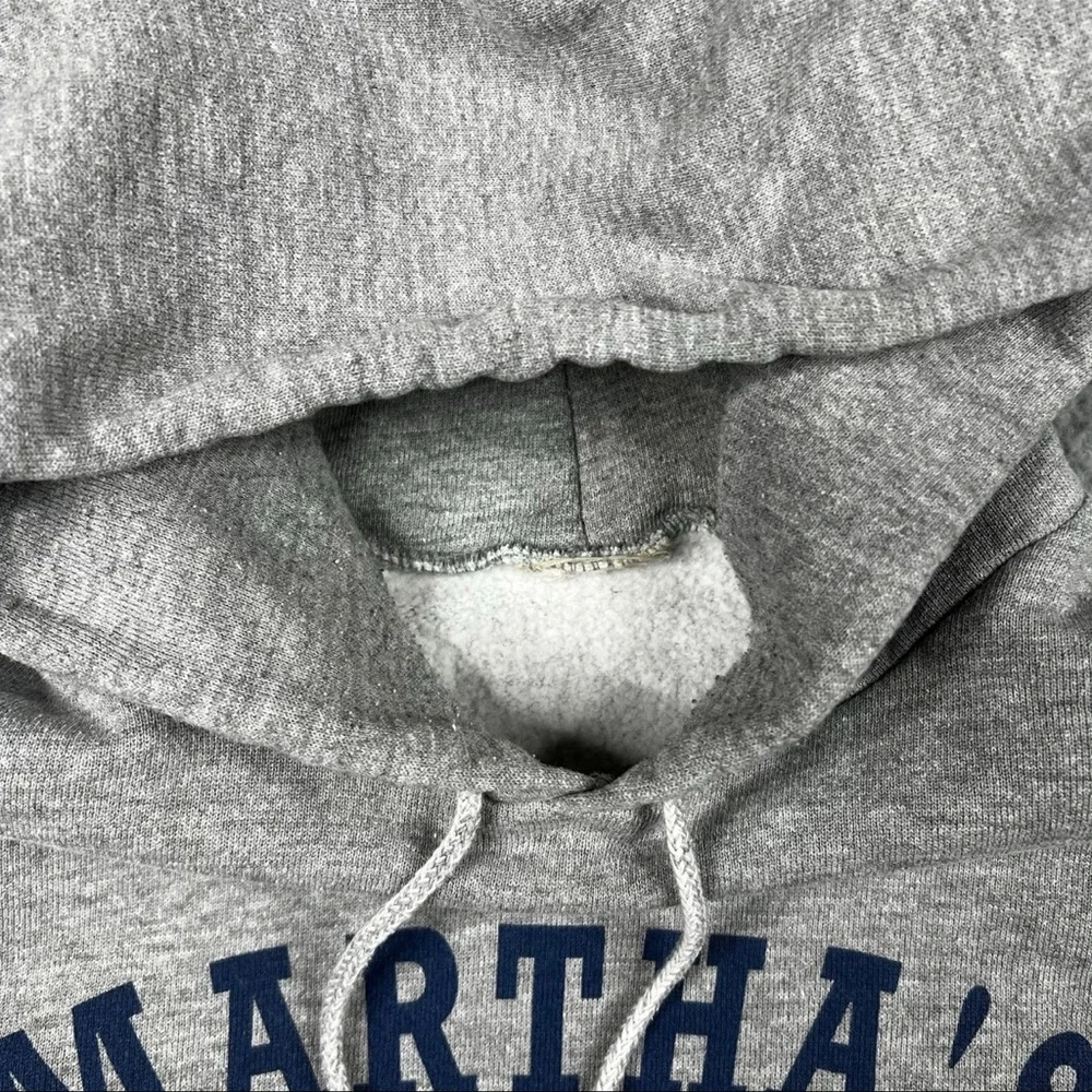 Vintage 90s Hoodie Sweatshirt Gray Pull Over Men’s Size Medium Martha’s Vinyard - Picture 4 of 11